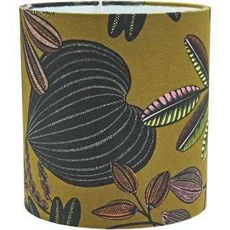 Cylindryczny wzorzysty abażur Celine oliwkowy 20cm